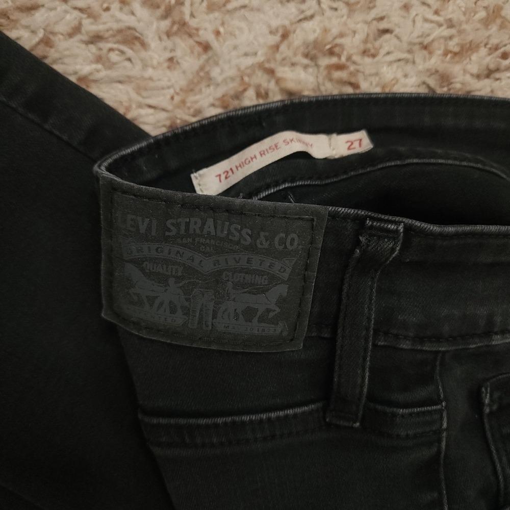 Levi's 721 High Rise Skinny Jeans Women 27 Black Faded Stretch Denim 5-Pocket